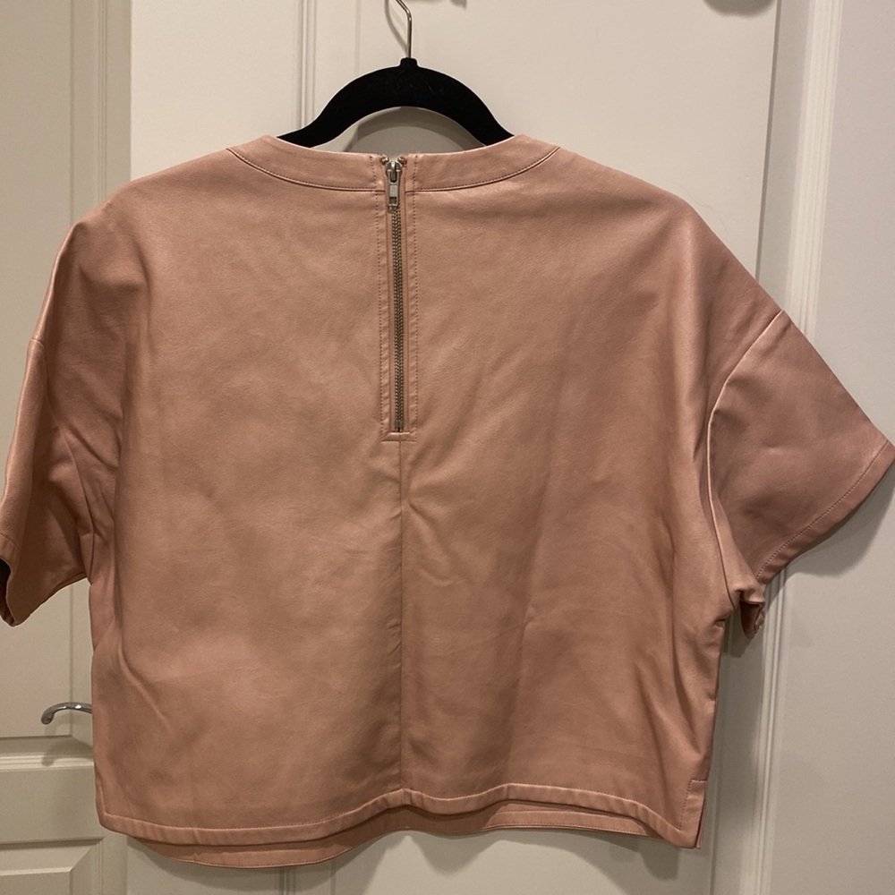 Blush Pink Leather Boxy Top